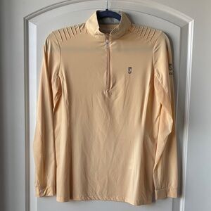 Tredstep 1/4 Zip Sunshirt w/ Mesh Sleeves- M- Cream/ Pale Yellow w/ Grey Trim